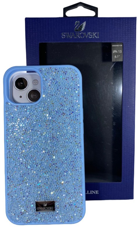 Накладка для i-Phone 13 6.1" Swarovski голубой