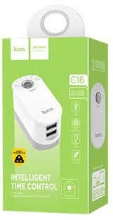 Сетевое зар. устр. Hoco C16 2USB 2.4A с таймером белое