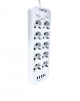Сетевой фильтр Yemstza 2500W-10A(Max) 10 розеток+4USB+1USB-C 2м. белый