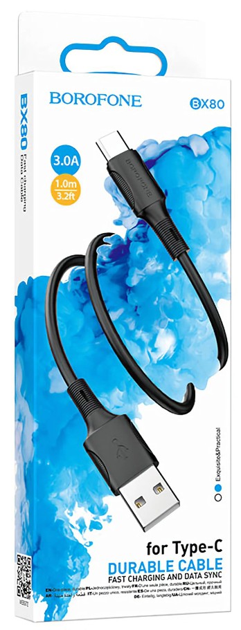 Usb Кабель-зарядка Type-C Borofone BX80 3A 1м черный