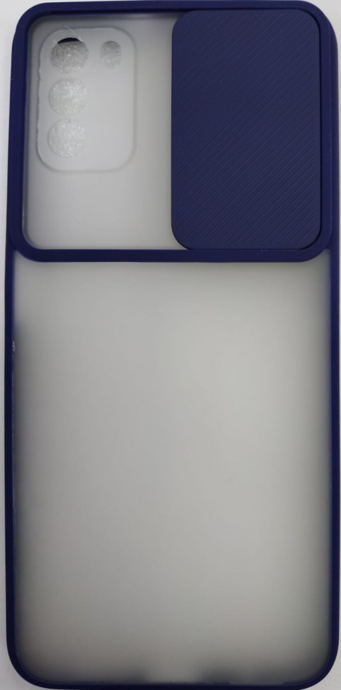 Накладка со шторкой камеры Xiaomi Pocophone M3 матовая темно-синяя