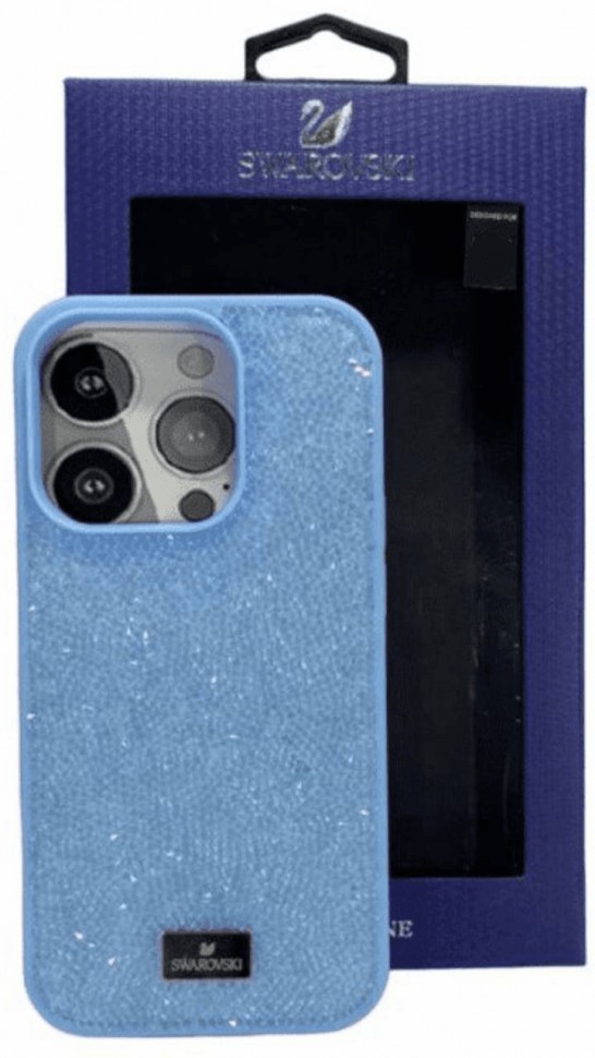 Накладка для i-Phone 13 Pro Max 6.7" Swarovski голубой