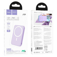 Powerbank с беспроводной зарядкой MagSafe Hoco J109 5000mAh 1USB-C 20W сиреневый