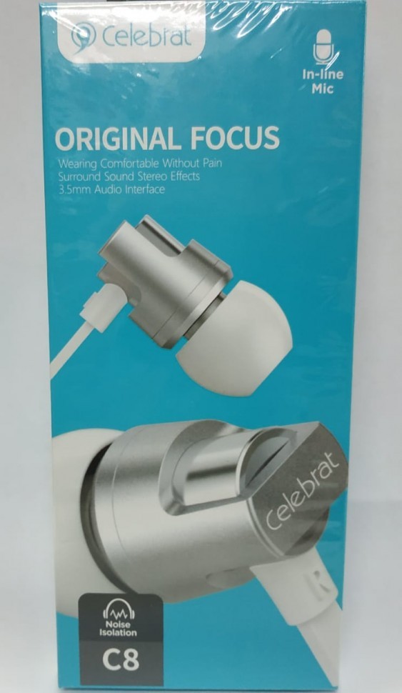 Наушники с микрофоном Celebrat C8 1.2м серебристые