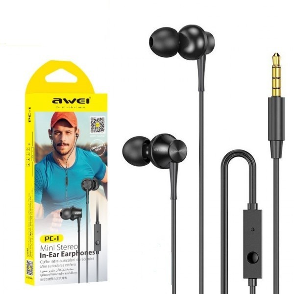 Наушники с микрофоном Awei PC-1 1.2м черные