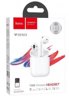 Беспроводные наушники TWS Hoco DES03 BT5.0/30mAh/3ч белые