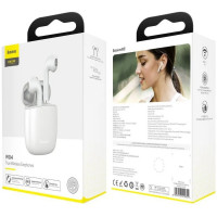 Мобильная Bluetooth-гарнитура Baseus Encok W04 IP54 TWS V5.0 сенсорная (NGW04-02) белая