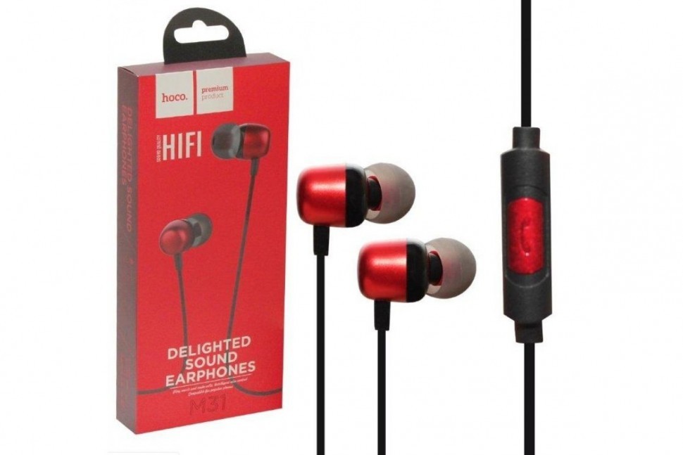 Стереонаушники Hoco M31 с микрофоном красные