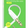 Аудиокабель AUX 3.5мм Hoco UPA16 2м плоский силиконовый бело-серый