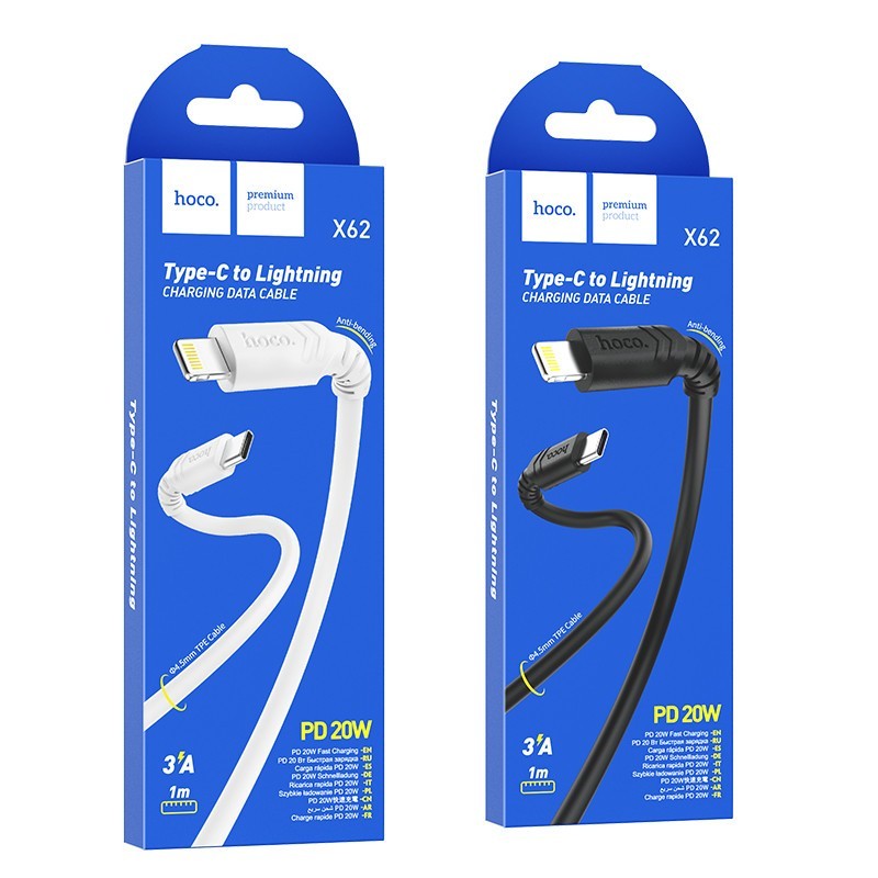 Usb Кабель-зарядка Type-C на Lightning Hoco X62 Fortune 3A 20W 1м силиконовый белый