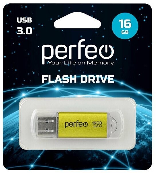 3.0 USB флеш накопитель Perfeo 16GB C14 золотой