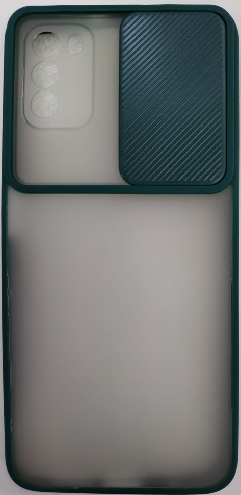 Накладка со шторкой камеры Xiaomi Pocophone M3 матовая зеленая