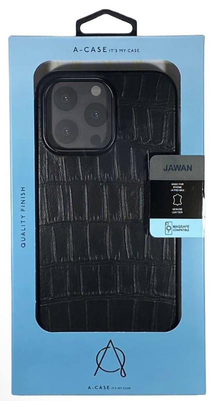 Чехол-накладка для i-Phone 14 Pro Max A-Case Jawan кожаная черная
