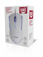 Мышь проводная с подсветкой Smartbuy ONE 350 USB/DPI 1000/3 кнопки/LED/1.5м белая (SBM-350-W)