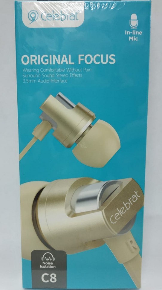 Наушники с микрофоном Celebrat C8 1.2м золотые