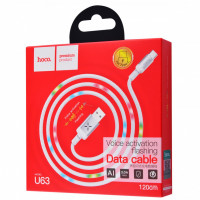 Usb Кабель-зарядка Type-C Hoco U63 Voice activation flashing 3A 1.2м армированный белый