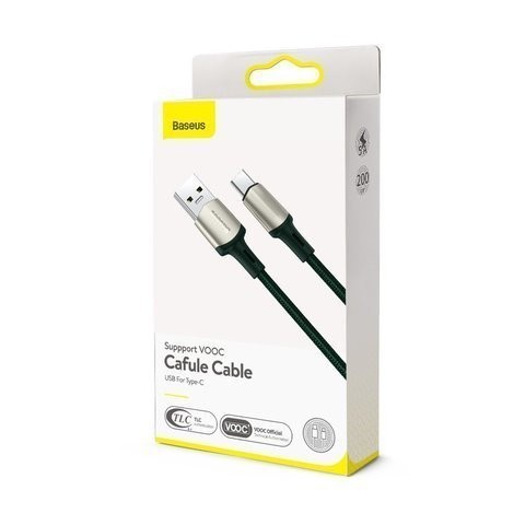 Usb Кабель-зарядка TYPE-C Baseus Cafule Support VOOC 1м (CATKLF-VA06) черный
