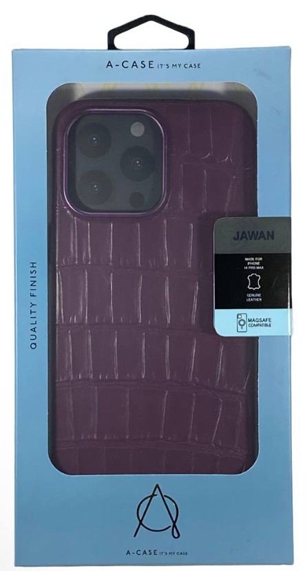 Чехол-накладка для i-Phone 14 Pro Max A-Case Jawan кожаная фиолетовая