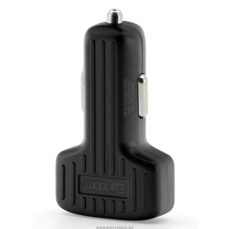 Автомобильное заряд. устр. Earldom ES-130C с шнуром Type-C 2USB 2.4A черное