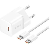 Сетевое зар. устр. Baseus GaN5 Mini 1C кабель Type-C на Type-C 30W P10110902213-00 белое