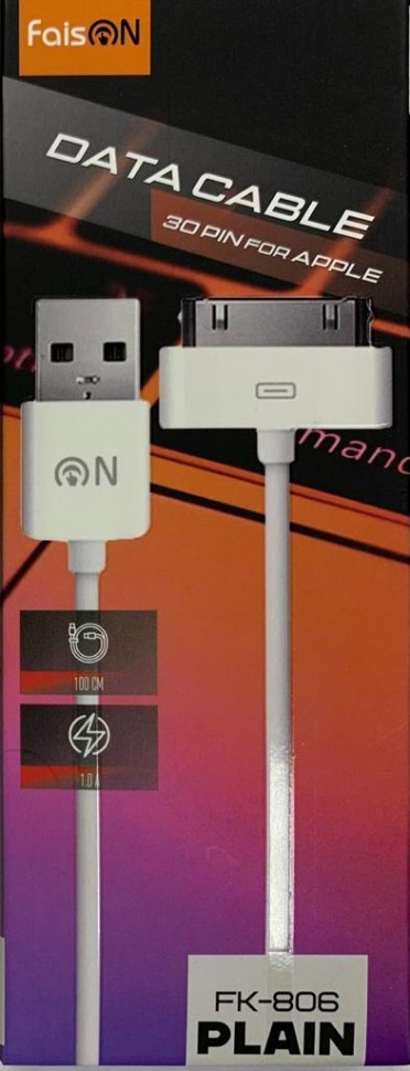 Usb Кабель-зарядка i-Phone 4/4s Fasion FK-806 1м силиконовый белый