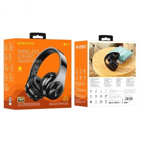 Стереонаушники Bluetooth Полноразмерные Borofone BO13 Joyness IPX4/BT5.0/200mAh/4ч чёрные