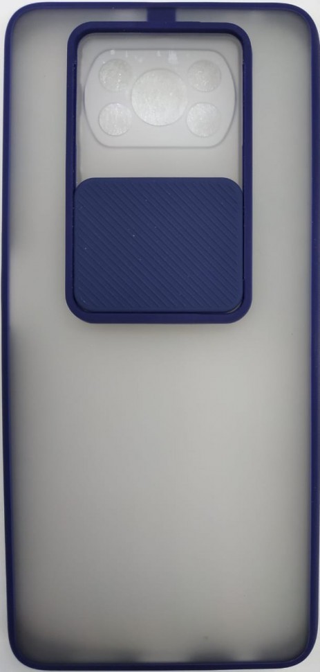 Накладка со шторкой камеры Xiaomi Pocophone X3 матовая темно-синяя