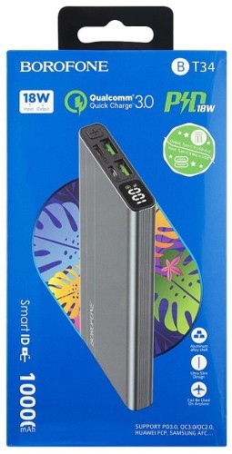 Powerbank Borofone BT34 10000mAh 2USB 18W серый