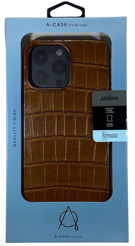 Чехол-накладка для i-Phone 14 Pro Max A-Case Jawan кожаная коричневая