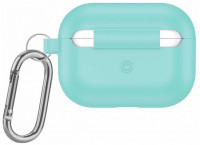 Силиконовый чехол для AirPods Pro c карабином бирюзовый