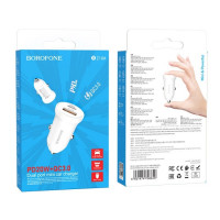 Автомобильное заряд. устр. Borofone BZ18A 1USB\1 Typc-C PD20W+QC3.0 белое
