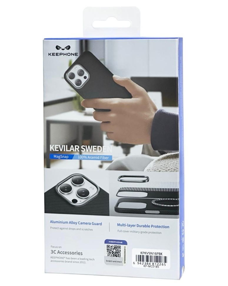 Накладка для i-Phone 16 Pro Keephone Kevilar Sweden MagSnap черный