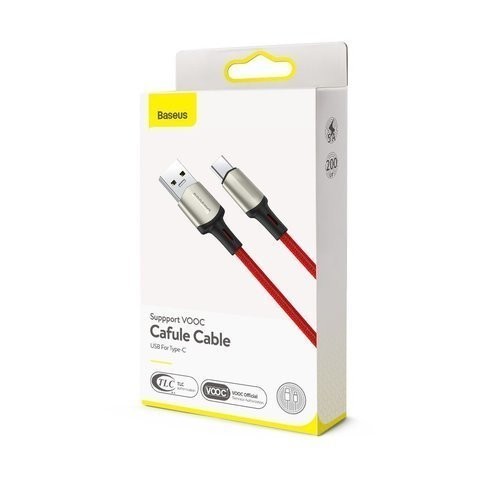 Usb Кабель-зарядка TYPE-C Baseus Cafule Support VOOC 2м CATKLF-VB09 красный