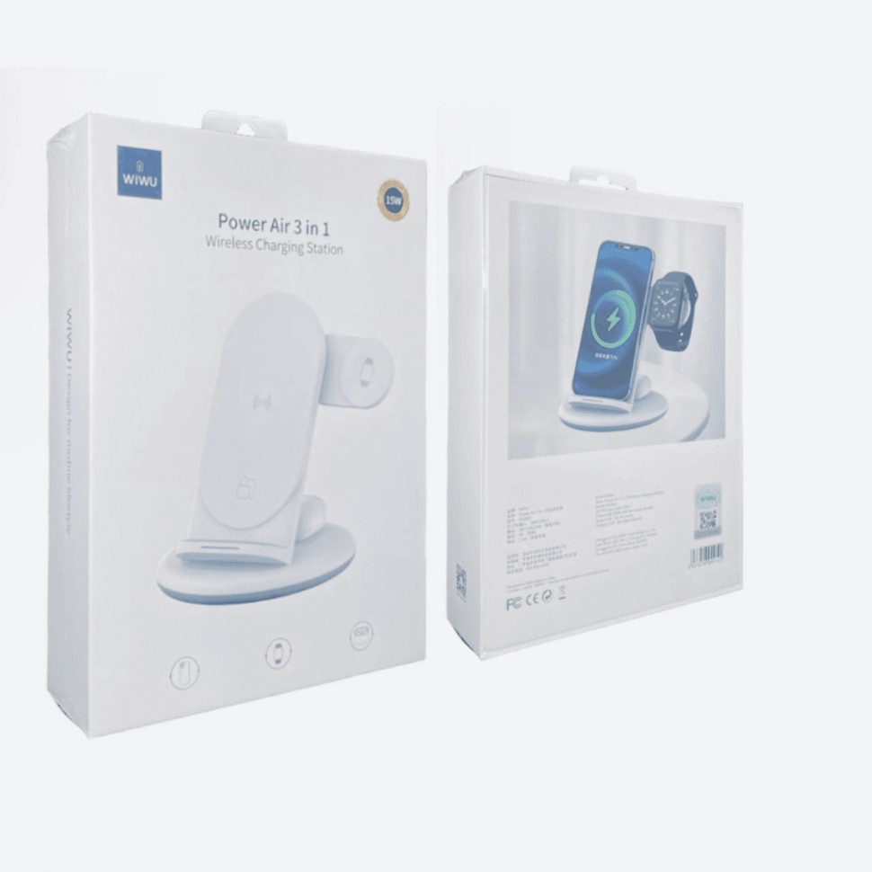 Беспроводное зарядное устройство WIWU 3in1 для Phone+Watch+Pods (PA3IN1) белое