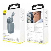 Мобильная Bluetooth-гарнитура Baseus Encok W04 Pro IP54 TWS V5.0 сенсорная (NGW04P-0G) серая