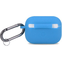 Силиконовый чехол для AirPods Pro c карабином голубой