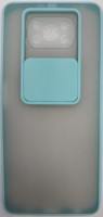 Накладка со шторкой камеры Xiaomi Pocophone X3 матовая бирюзовая