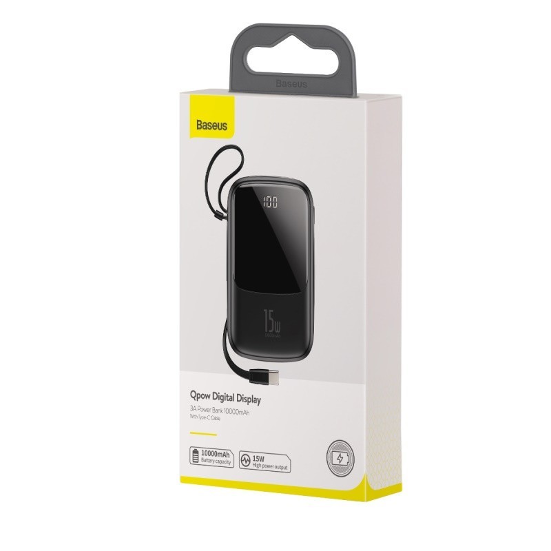 Powerbank Baseus Qpow Pro Digital Display 10000mAh 20W 1USB/1C/кабель Lightning (PPQD020001) черный
