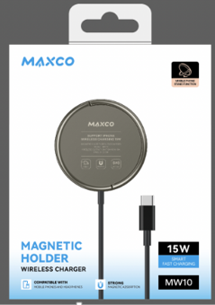 Беспроводное зарядное устройство Maxco Magnetic MW10 15W серое