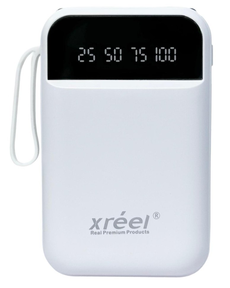 Powerbank Xreel 10000mAh 2USB/1USB-C с проводом Type-C/Lightning/Micro белый