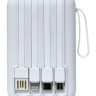 Powerbank Xreel 10000mAh 2USB/1USB-C с проводом Type-C/Lightning/Micro белый