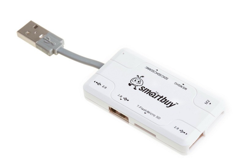Картридер + хаб Smartbuy 750 3USB/MicroSD/SD/MS/M2 (SBRH-750-W) белый