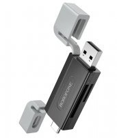 Картридер Borofone DH9 2TB 480Mbps USB/Type-C 2.0 чёрно-серый