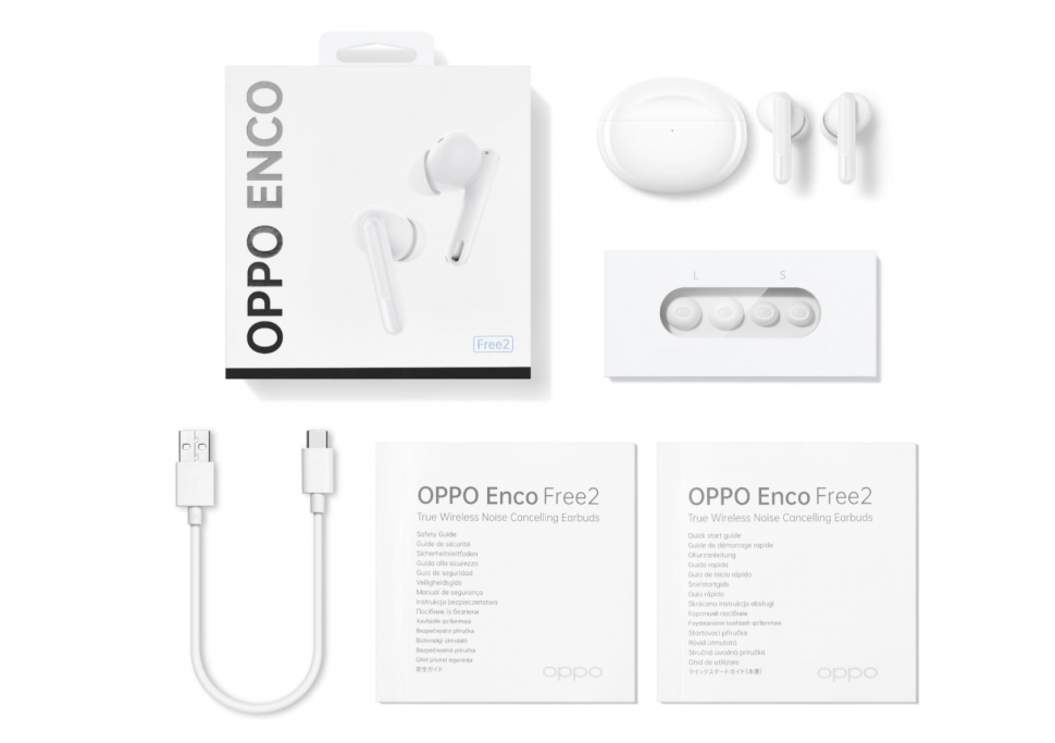 Беспроводные наушники OPPO Enco Free2 белые с активным шумоподавлением