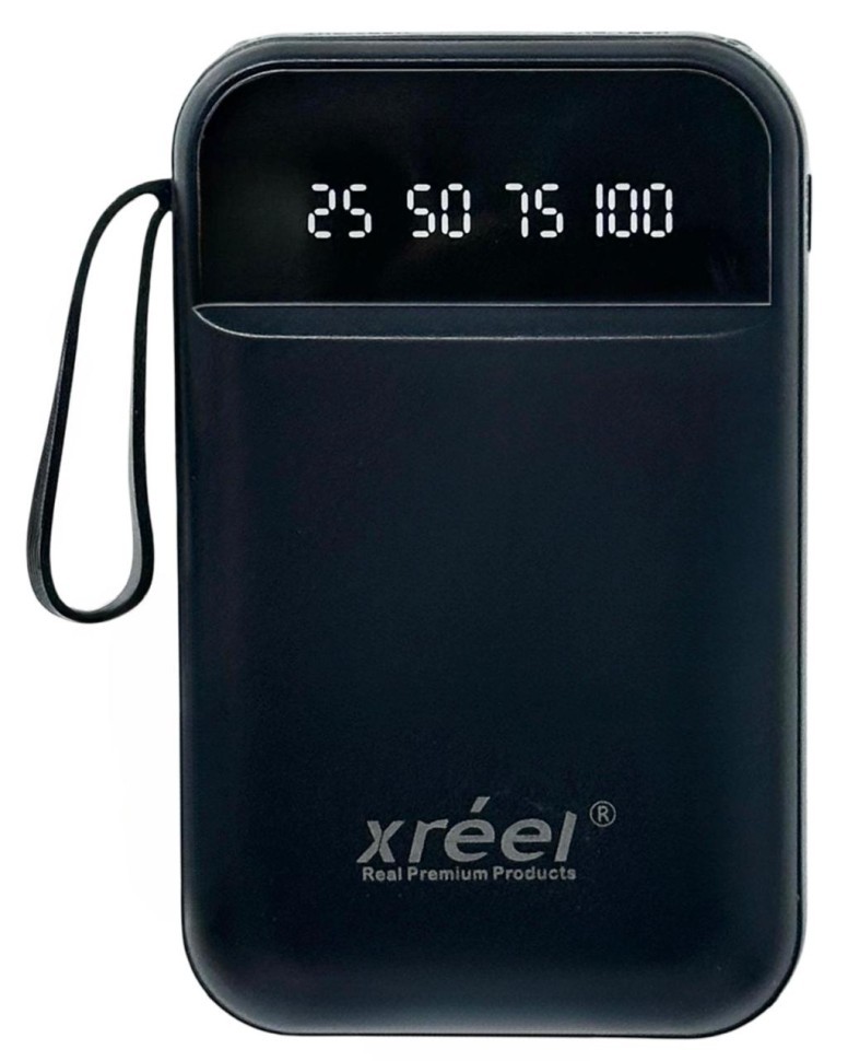 Powerbank Xreel 10000mAh 2USB/1USB-C с проводом Type-C/Lightning/Micro черный