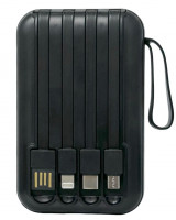 Powerbank Xreel 10000mAh 2USB/1USB-C с проводом Type-C/Lightning/Micro черный