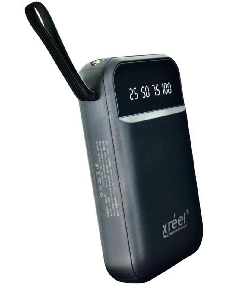 Powerbank Xreel 10000mAh 2USB/1USB-C с проводом Type-C/Lightning/Micro черный