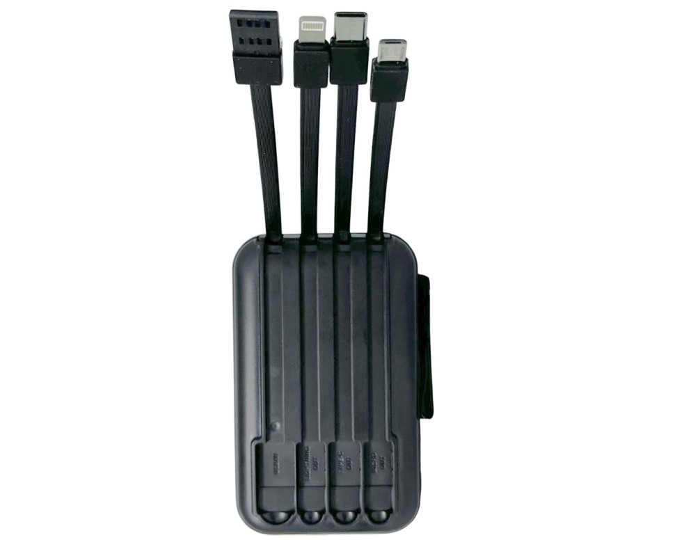 Powerbank Xreel 10000mAh 2USB/1USB-C с проводом Type-C/Lightning/Micro черный