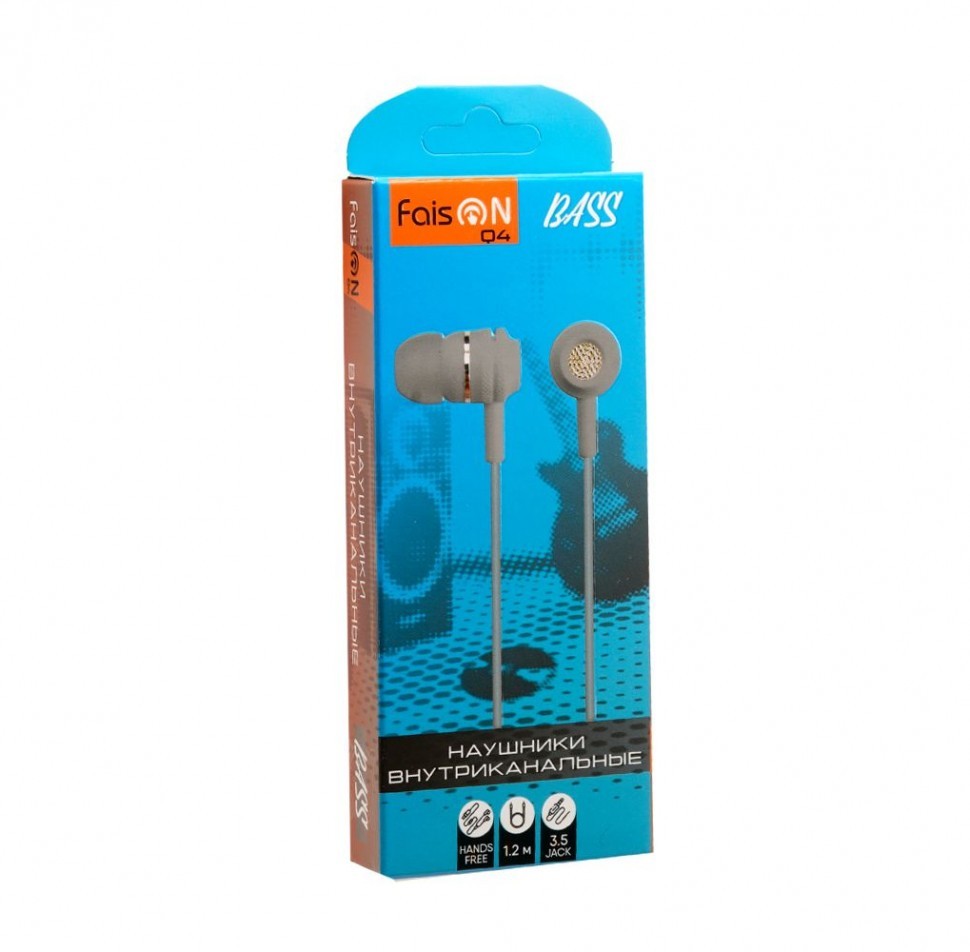 Наушники с микрофоном Faison Q4 Bass 1.2м серый