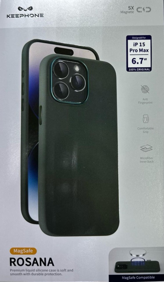 Накладка для i-Phone 15 Pro Max Keephone Rosana Magsafe зелёный